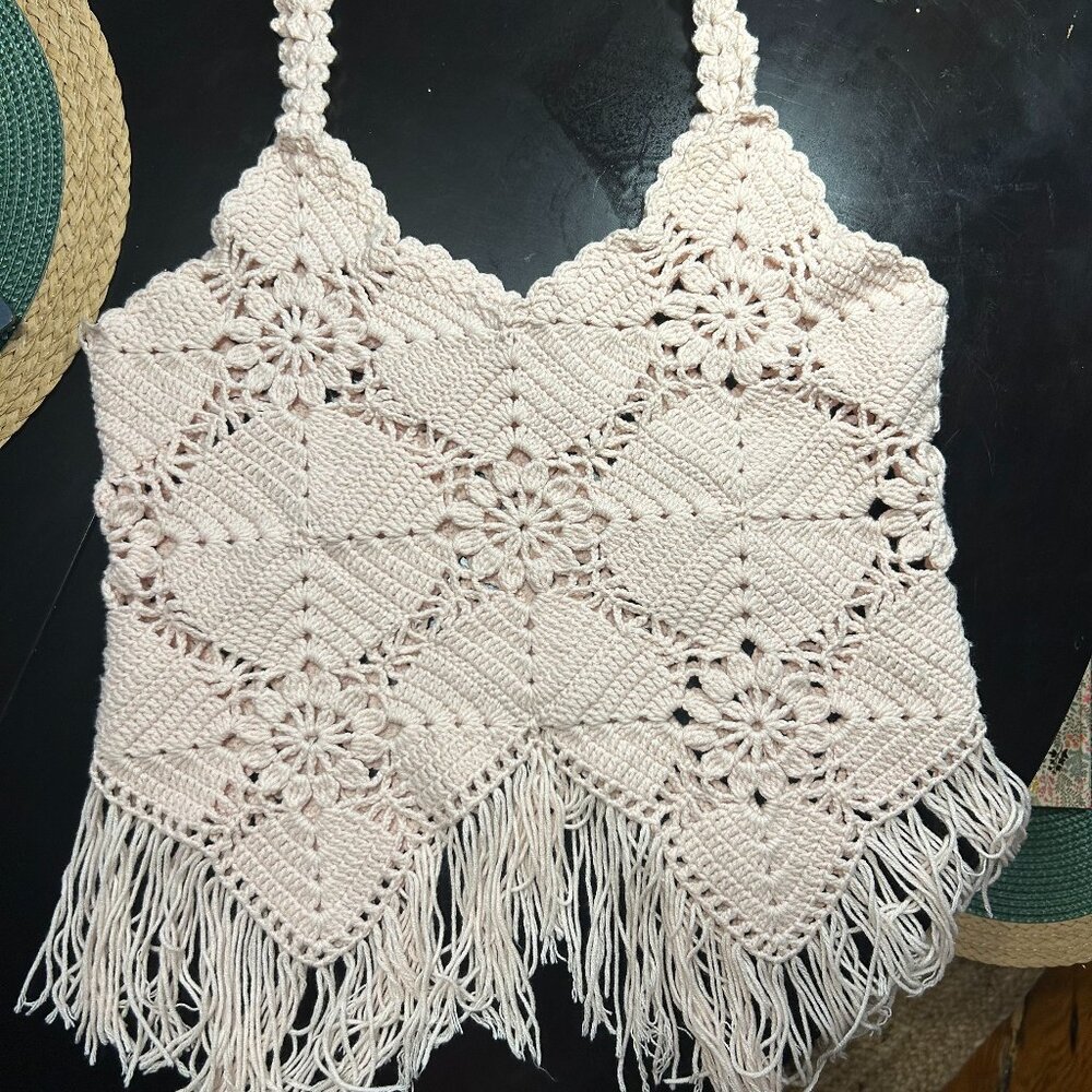 Crochet top cream/ecru